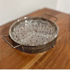 Daisy & Buttons Vintage Mid Century Relish Divided Glass Serving Tray Dish